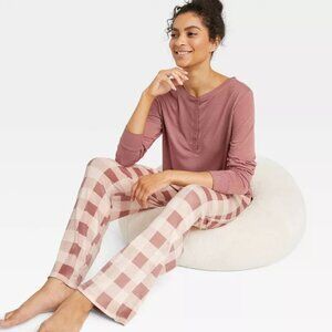 Women's Henley Pajama Set - Stars Above Pink